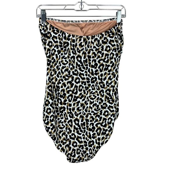 J Crew Factory Strapless Swimsuit One Piece Leopard Print Women's M - Picture 4 of 8